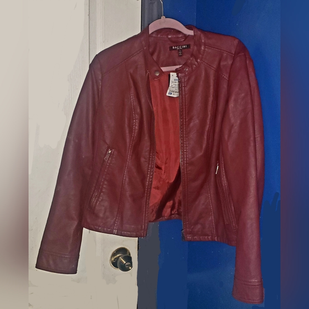 Baccini Women's Deep Red Leather Jacket